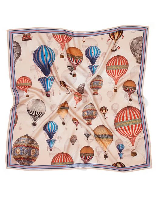 Aspinal Blue Up Up & Away Silk Scarf