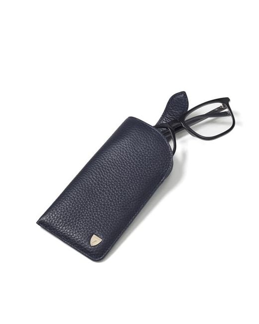 Aspinal Blue Glasses Case With Tab