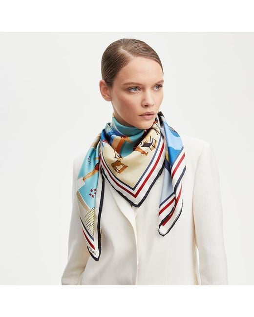 Aspinal Blue Poolside Silk Scarf