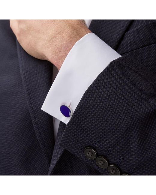 Aspinal Purple Oval Sterling & Lapis Cufflinks for men