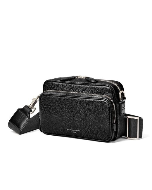 Aspinal Black Reporter East West Messenger Bag for men