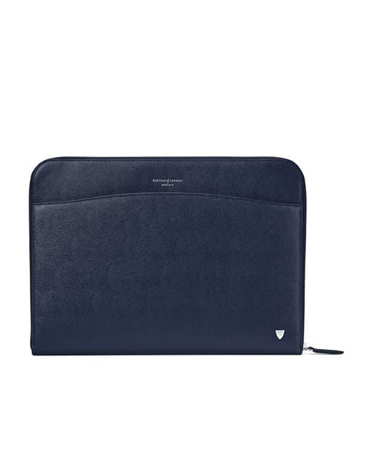 Aspinal Blue City Laptop Leather Folio Case