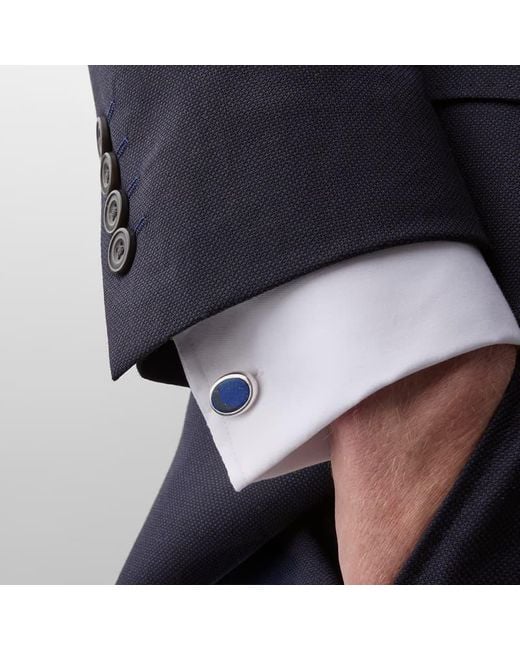 Aspinal Blue Oval Slice Cufflinks for men