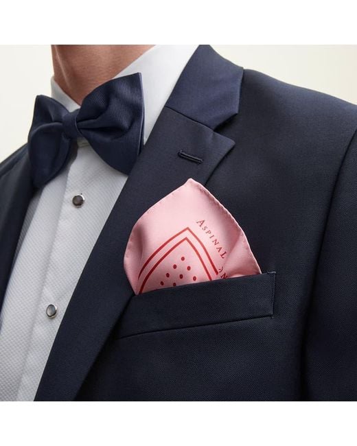 Aspinal Pink Pure Silk Pocket Square for men
