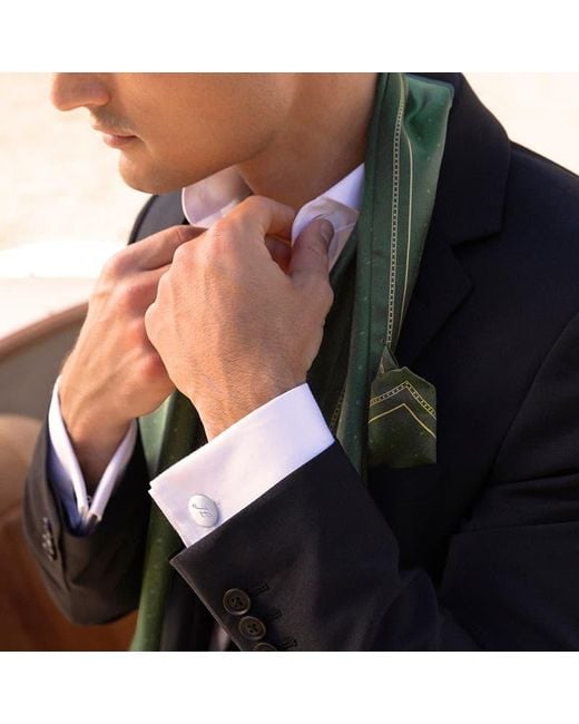 Aspinal Green Pure Silk Pocket Square for men