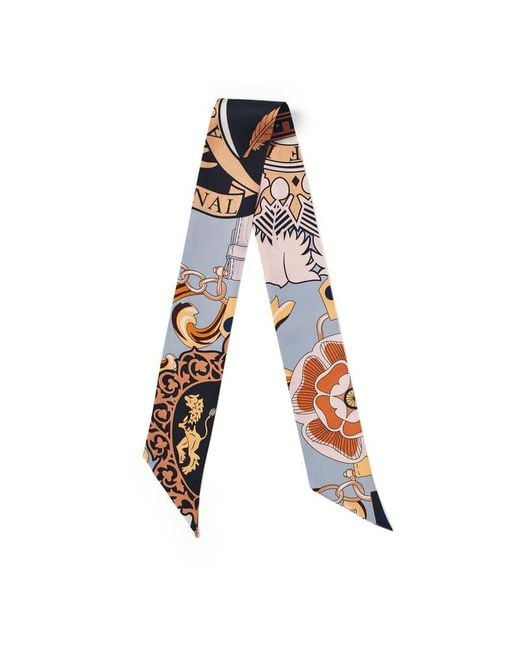 Aspinal Blue Skinny Silk Scarf