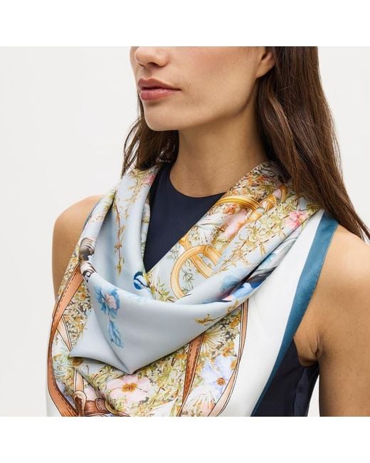 Aspinal Blue Edwardian Garden Silk Scarf