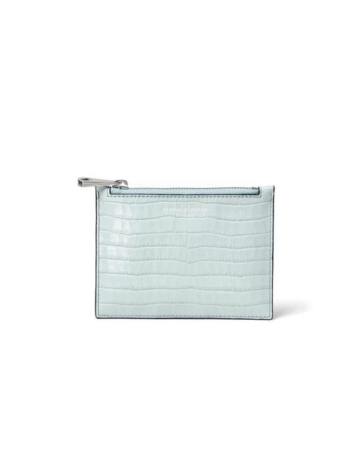Aspinal Blue Leather Small Essential Flat Pouch