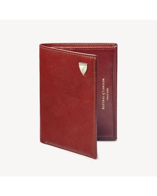 Aspinal of London Leather Cit Card Wallet With Notes Pocket in Red for