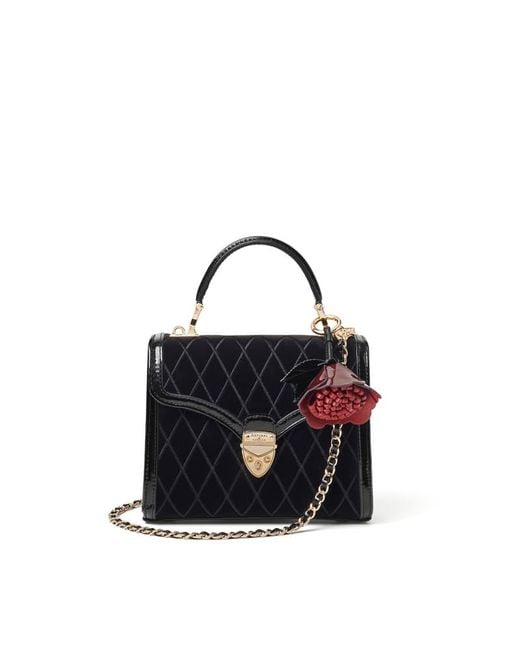 Aspinal Black Midi Mayfair Harlequin Hand Embroidery On Velvet