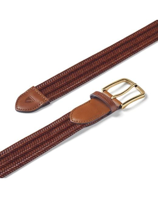 Aspinal Brown Woven Leather Belt for men