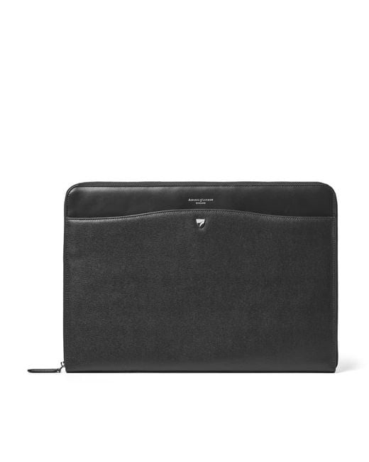 Aspinal Black 16-Inch City Laptop Leather Folio Case