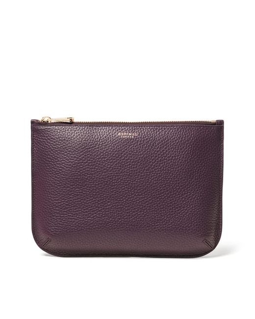 Aspinal Purple Leather Large Ella Pouch