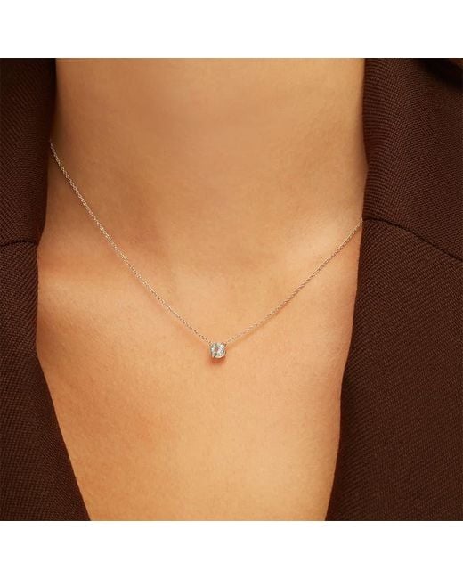 Aspinal Metallic Floating Aquamarine Solitaire Necklace