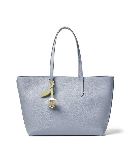 Aspinal Blue East West Tote Mit Reißverschluss Und Anhänger