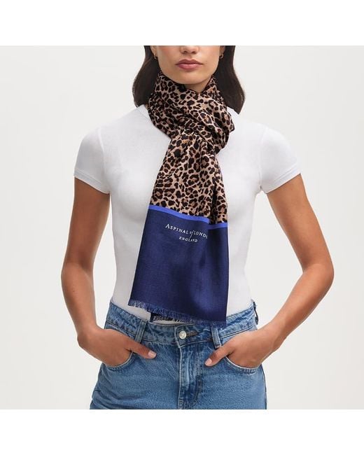 Aspinal Blue Merino & Silk Stole