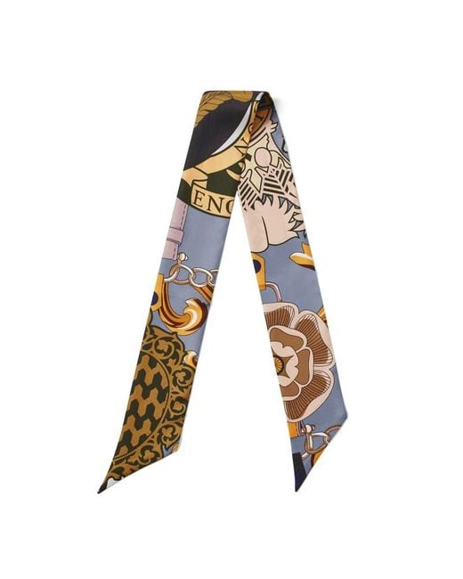 Aspinal Blue Skinny Silk Scarf