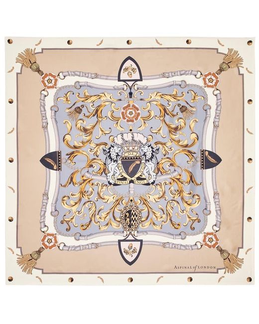 Aspinal Natural Signature Shield Silk Scarf