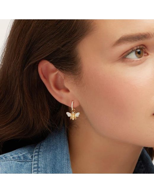 Aspinal Metallic Diamond Bee Charm Earrings