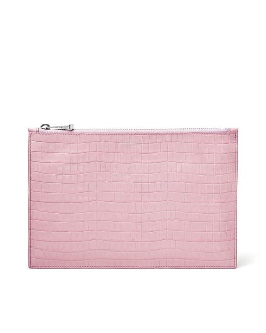 Aspinal Pink Large Essential Flat Pouch