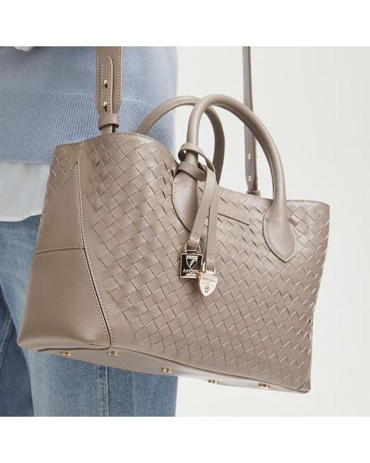 Aspinal Gray Midi London Tote