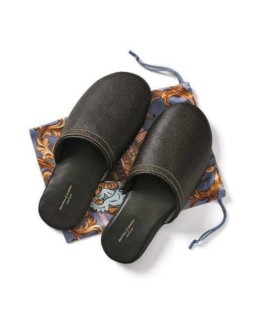 Aspinal Black Hudson Travel Slippers