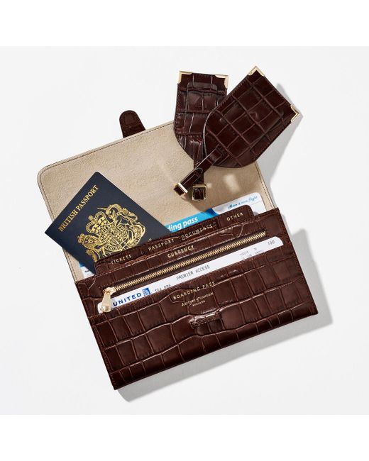 Aspinal Brown Travel Wallet