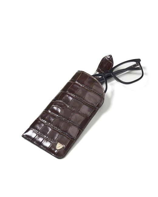 Aspinal Brown Glasses Case With Tab