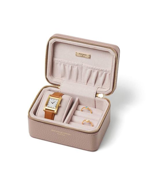 Aspinal Gray Travel Watch & Ring Box