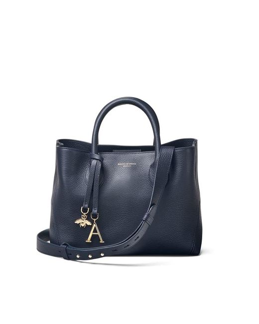 Aspinal Blue Midi London Tote Bag