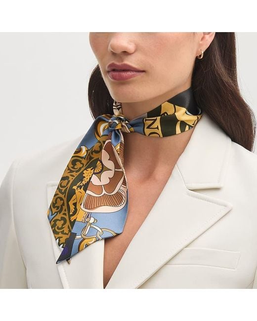 Aspinal Blue Skinny Silk Scarf