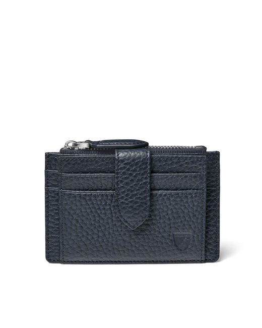 Aspinal Blue Zipped Rfid Card Holder for men