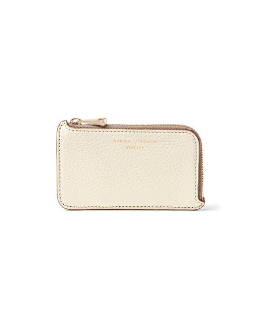 Aspinal Natural Zipped Coin & Card Holder