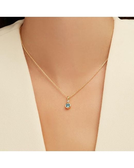 Aspinal Metallic Diamond Pendant Necklace With Swiss Topaz