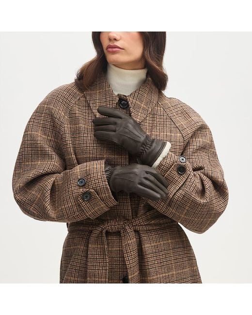 Aspinal Brown Shearling Lined Leather Gloves