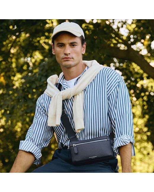 Aspinal Blue Reporter Compact Crossbody Bag for men