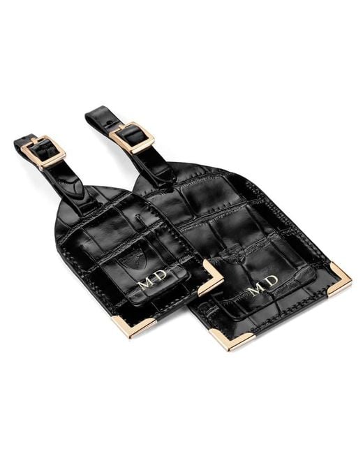 Aspinal Black Set Of 2 Luggage Tags