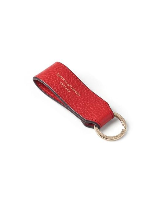Aspinal Red Small Leather Loop Keyring