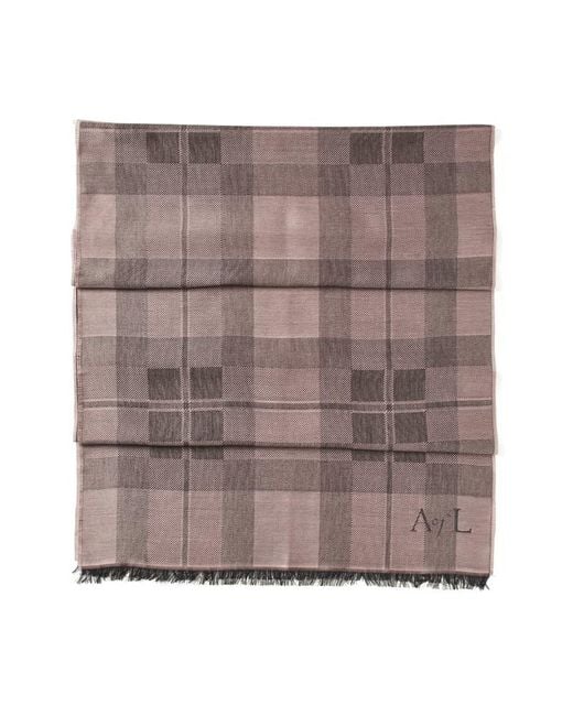 Aspinal Brown Silk Check Scarf