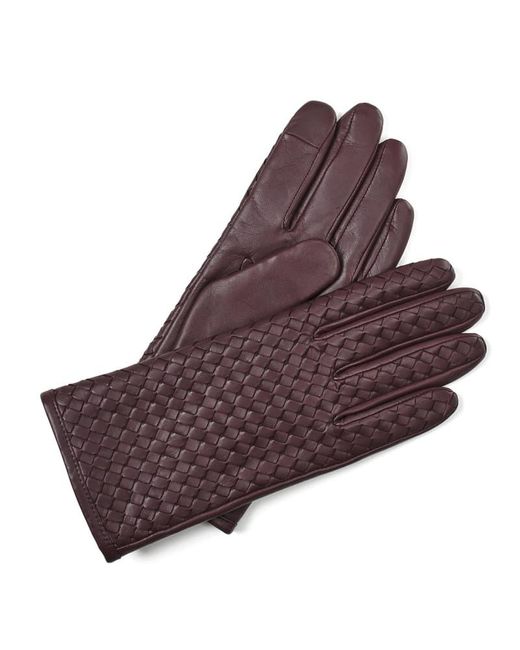 Aspinal Brown Woven Leather Gloves