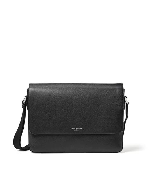 Aspinal Black Slim Postman Messenger for men