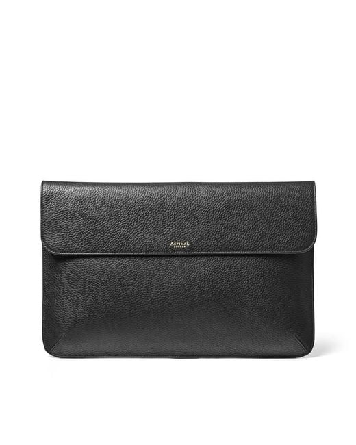Aspinal Black Leather Laptop Case