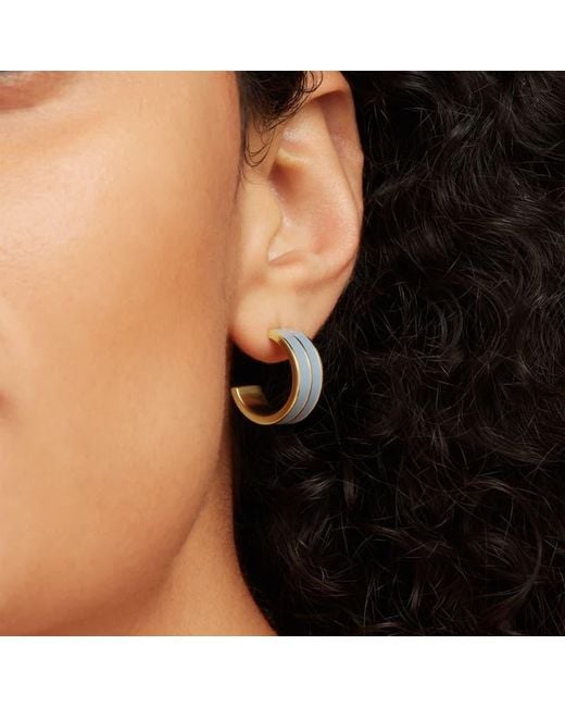 Aspinal Metallic Ribbed Enamel Hoop Earring