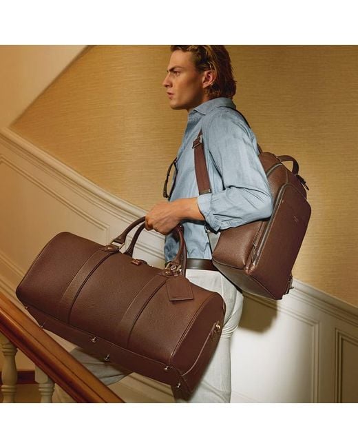 Aspinal Brown Boston Duffle Travel Bag for men