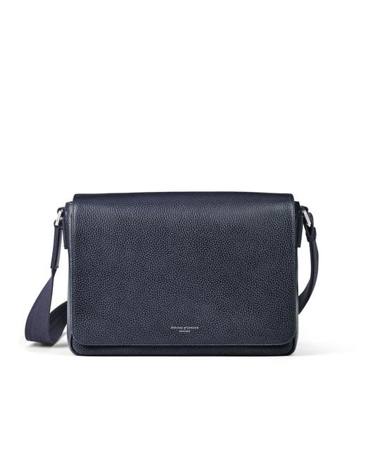 Aspinal Blue Reporter Messenger for men