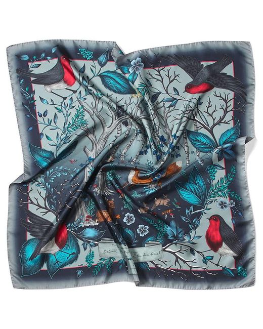 Aspinal White Robin Silk Scarf