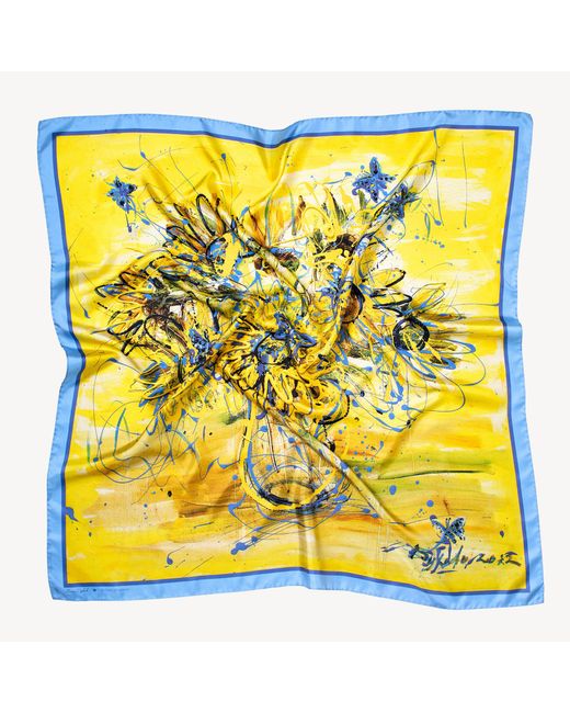 Aspinal Yellow Sunflower & Butterflies Silk Scarf