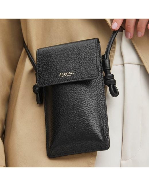Aspinal Black Ella Phone Pouch