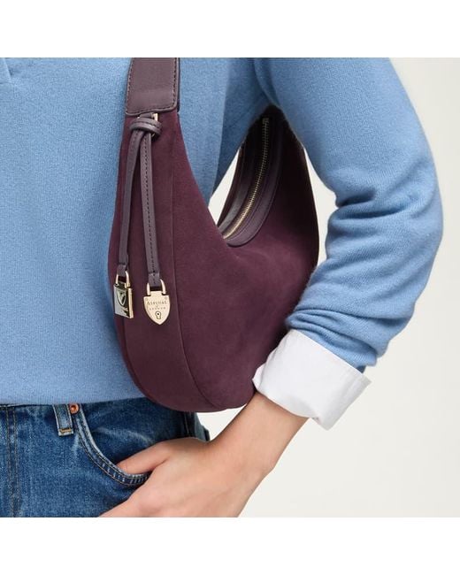 Aspinal Purple Soho Small Crescent