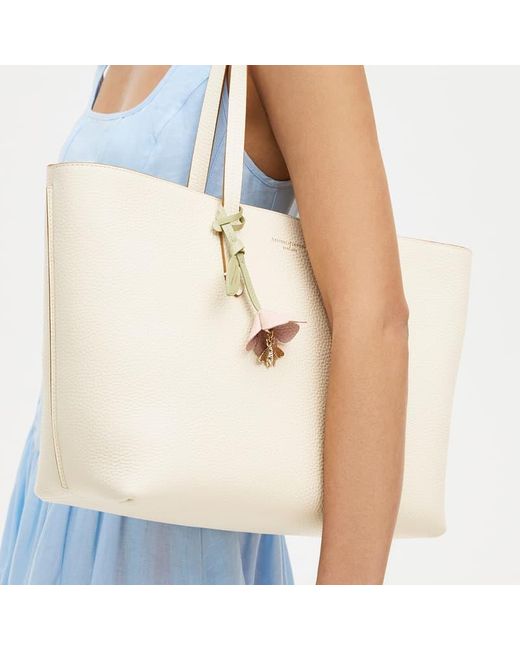 Aspinal White Zipped East West Tote With Charm